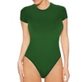 thumbnail image 1 of Penkiiy Justaucorps pour Femmes à Col Rond, Col Rond, Manches Courtes, Coupe Ajustée, Décontracté, Basique, Rallonge, Combinaison Quotidienne, T-Shirts, Vert, Gaine Ventre, 1 of 6