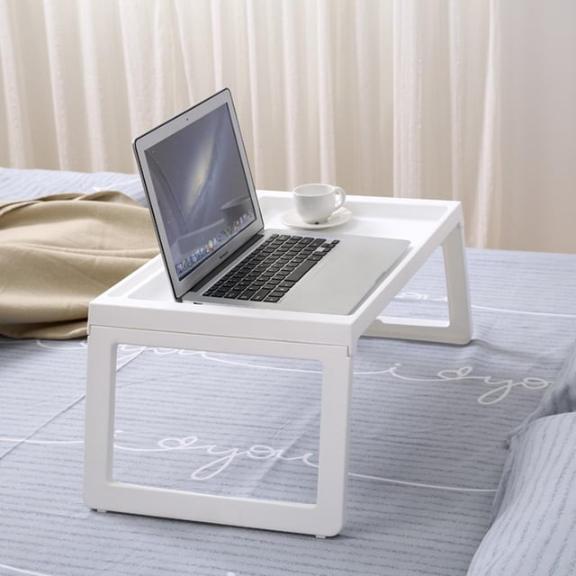 OULII Foldable Bed Table Folding Design PP Material White Serving Tray for Home Use 1Pcs Back to School