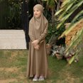 thumbnail image 2 of RXMEKW Muslim Dress Set With Shawl for Girls Long Sleeve Round Neck Ruffle Dress 2-Piece Outfit Pink, 2 of 9
