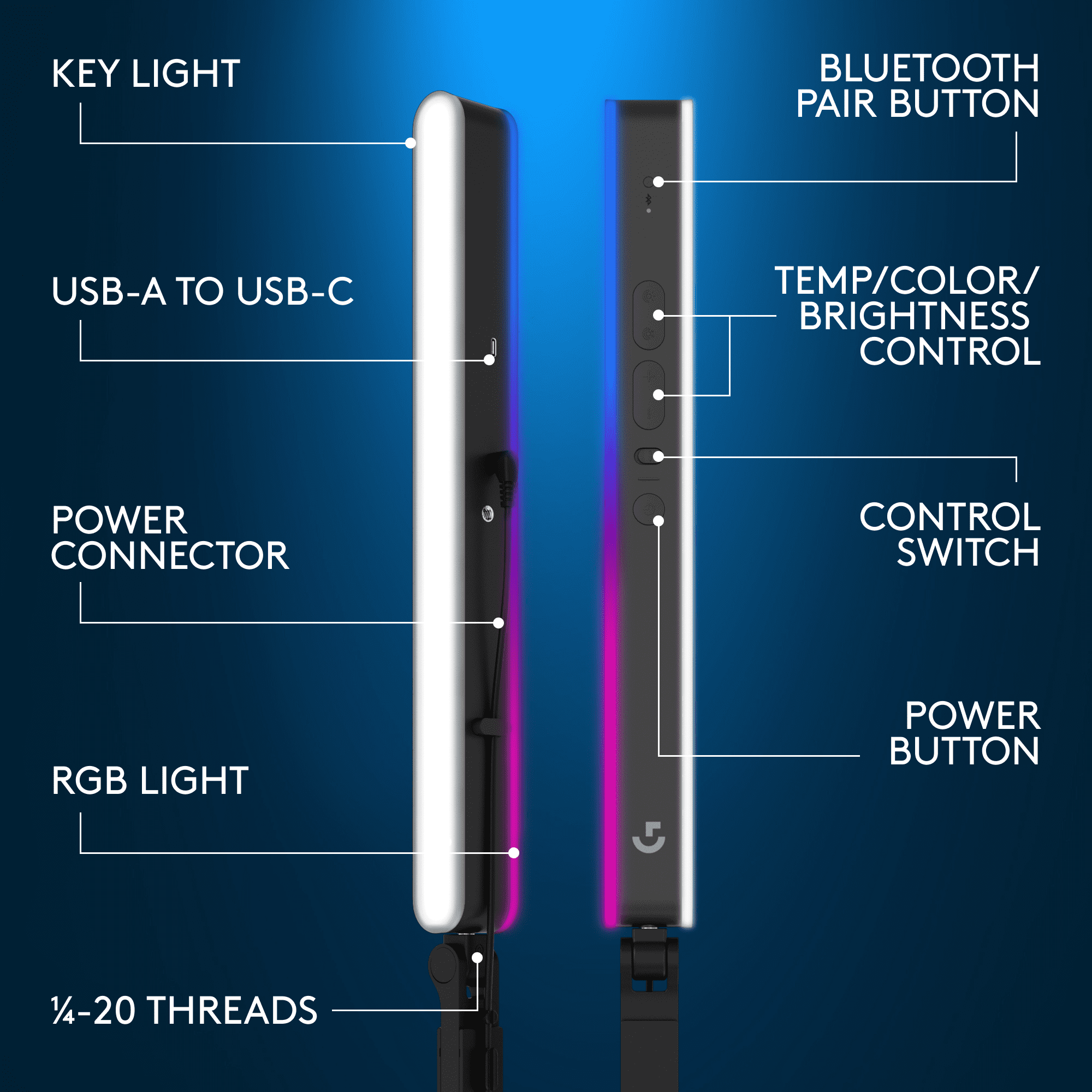 Logitech G Litra Beam LX Dual-Sided RGB Streaming Key Light