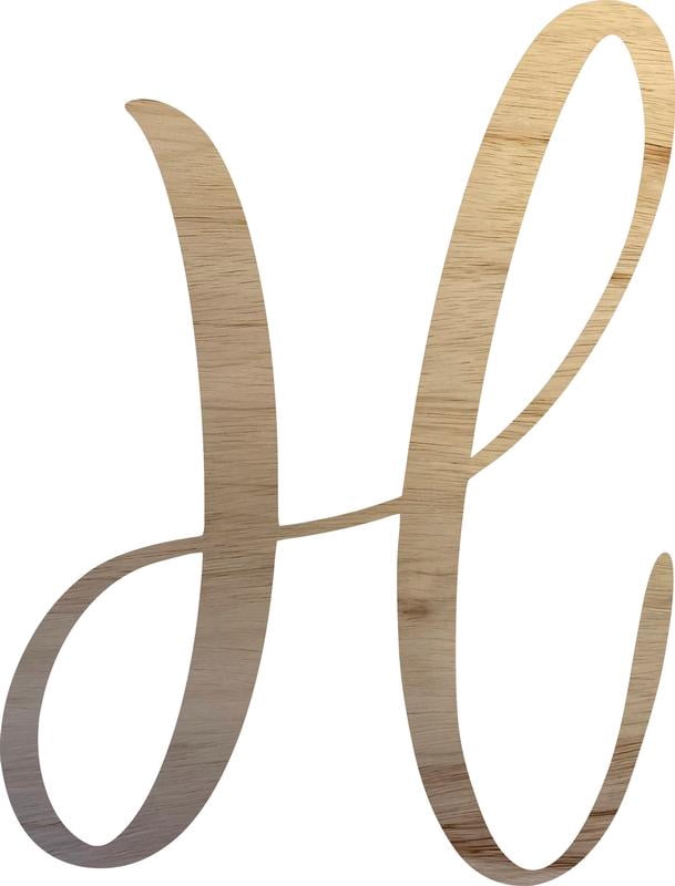 Unpainted Wood Letter H Craft, Paintable 4'' Tall Wood Alphabet Letter, DIY Nicholia Script Font