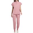 thumbnail image 2 of Ensemble Assorti de Blouses pour Femmes Col Rond Hauts Extensibles avec Poches & Pantalons Cargo Jogger Uniforme de Travail Infirmière, 2 of 5
