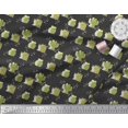 thumbnail image 2 of Soimoi Black Poly Georgette Fabric Sea Plant & Cactus Tree Print Sewing Fabric Yard 52 Inch Wide, 2 of 5
