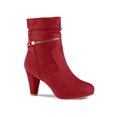 thumbnail image 1 of Unique Bargains Bottes Mi-Mollet à Plateforme à Talons Hauts à Fermeture Éclair à la Cheville pour Femmes Rouge (Taille 8), 1 of 8