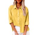 thumbnail image 2 of Timegard Button down Shirts for Women Cotton Linen Plus Size Lapel Neck Blouse Fall Casual Loose Tops, 2 of 7