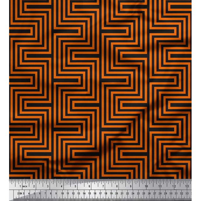 Soimoi Cotton Poplin Fabric Square & Spiral Geometric Printed Fabric 1 Yard 42 Inch Wide