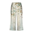 thumbnail image 4 of Mikilon Pyjama Décontracté pour Femmes, Ensemble de Sommeil, Imprimé Vintage, Manches Courtes, Pantalon Capri, 2 Pcs, Col Rond, Tenue de Détente Décontractée avec Poches, Ensemble 2 Pcs, Vert-A S, 4 of 8