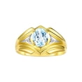 thumbnail image 1 of RYLOS Men's Rings 14K Yellow Gold Rings Classic Designer Style 9X7MM Oval Gemstone &  Diamond Ring Aquamarine March Birthstone Rings For Men Size 10, 1 of 7