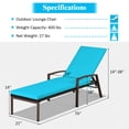 thumbnail image 3 of Costway 2PCS Patio Rattan Lounge Chair Chaise Recliner Back Adjustable Cushion Turquoise, 3 of 10
