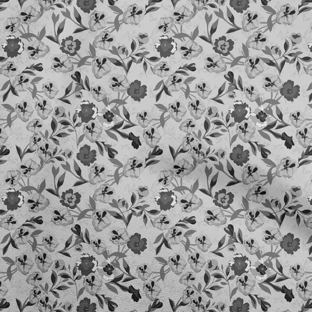 oneOone Viscose Jersey Gray Fabric Floral Craft Projects Decor Fabric Printed By The Yard 60 Inch Wide