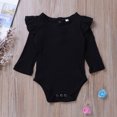 thumbnail image 3 of Faithtur Baby Boy Girl Long Sleeve Romper Ruffled Solid Color Bodysuit, 3 of 7