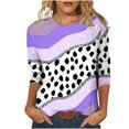 thumbnail image 1 of Pompotops T-shirt Ample à Imprimé Léopard pour Femme, Manches 3/4, Col Rond, Haut Décontracté, Liquidation, 1 of 5