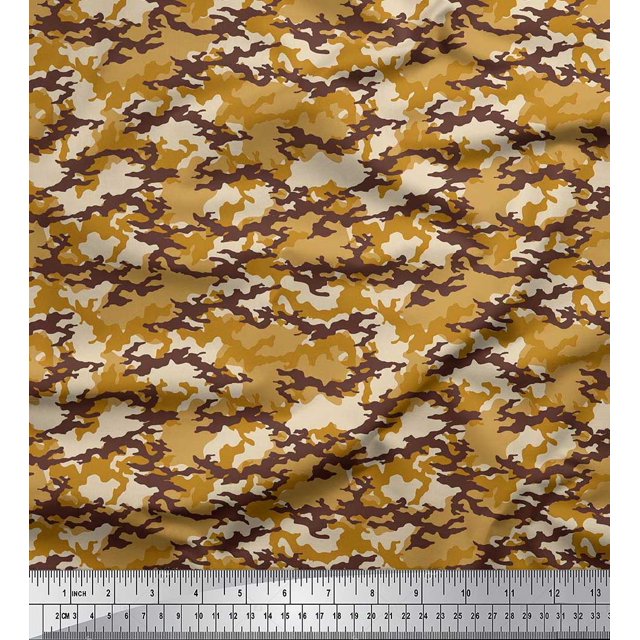 Soimoi Poly Georgette Fabric Two Tone Camouflage Printed Craft Fabric by the Yard 52 Inch Wide