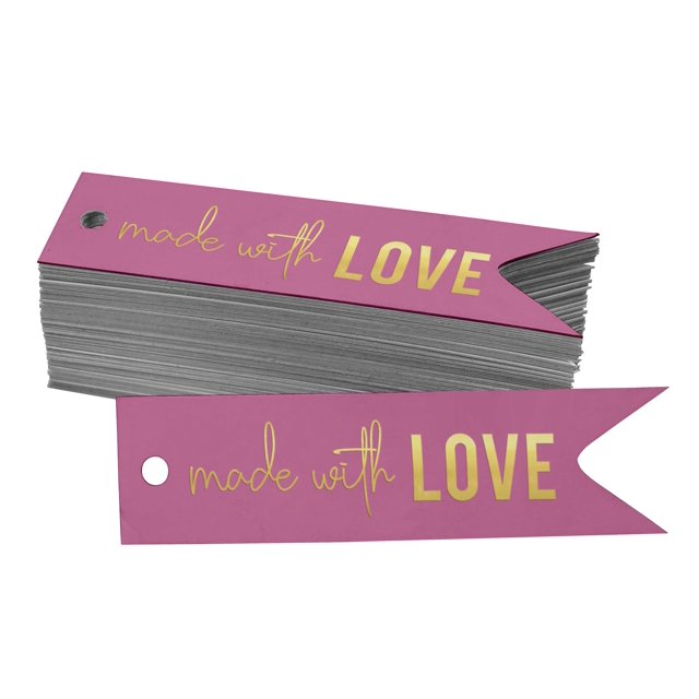 Inkdotpot Real Gold Foil Made With Love Text Tags Favor Hang Paper Tags 50 Pieces