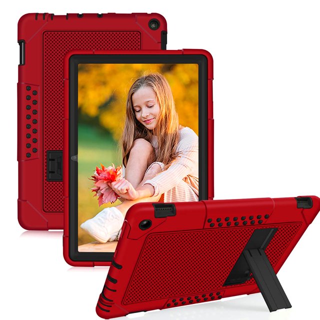 Mignova for Fire HD 10 Case,Heavy-Duty Drop-Proof Shock-Resistant Rugged Protective case(with Stand) for All-New Amazon Fire HD 10 & Fire HD 10 Plus (11th Generation, 2021 Release)(Red/Black)