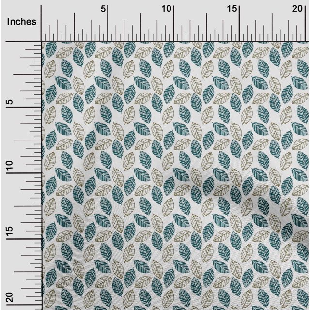 oneOone Cotton Poplin Fabric Leaves Block Print Fabric BTY 56 Inch Wide