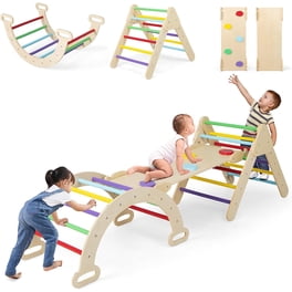 6 en 1 Structure Escalade Intérieur pour Enfants, Aire de Jeux Montesorri avec Toboggan, Balançoire, Barres de Singe, Échelle, Mur de Cordes | Leroy Merlin