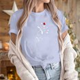 thumbnail image 3 of yievot Chemises pour Femmes Mode Manches Courtes Col Rond Impression de la Saint-Valentin Chandail Décontracté T-Shirt Hauts Chemise, 3 of 5