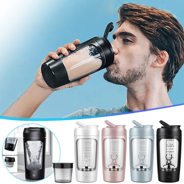 Feltree Automatic Protein Shaker Bottle with Powder Container, 1200mAh Electric Mixer Cup, 7000RPM Self-Cleaning Blender for Protein Powder, Smoothies & Shakes, Portable Fitness Shaker Bottle