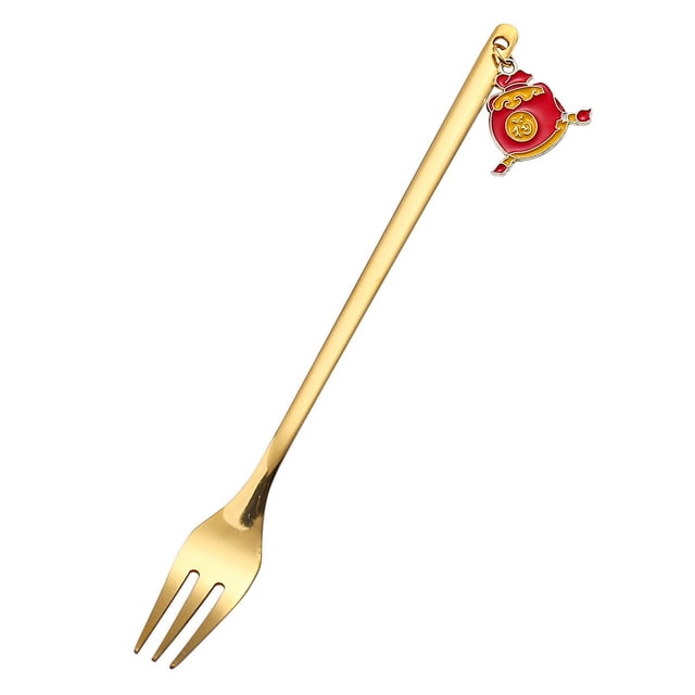 TIMIFIS Forks Kitchen Accessories New Year Tableware Dessert Fork Stirring Small Fork New Year Gift Fork
