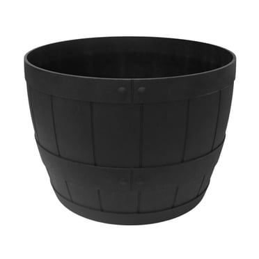 Tierra Verde Grand pot rond à réserve d'eau style tonneau 20" L x 14" H - Noir, Intérieur/Extérieur