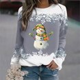 thumbnail image 2 of Rbaofujie Chandails à Capuchon Tunique pour Femmes Noël Femmes Mode Décontractée Imprimé Col Rond Ample Manches Longues Hauts Blouse Chandails Gris Chandails à Capuchon pour Ados, 2 of 3