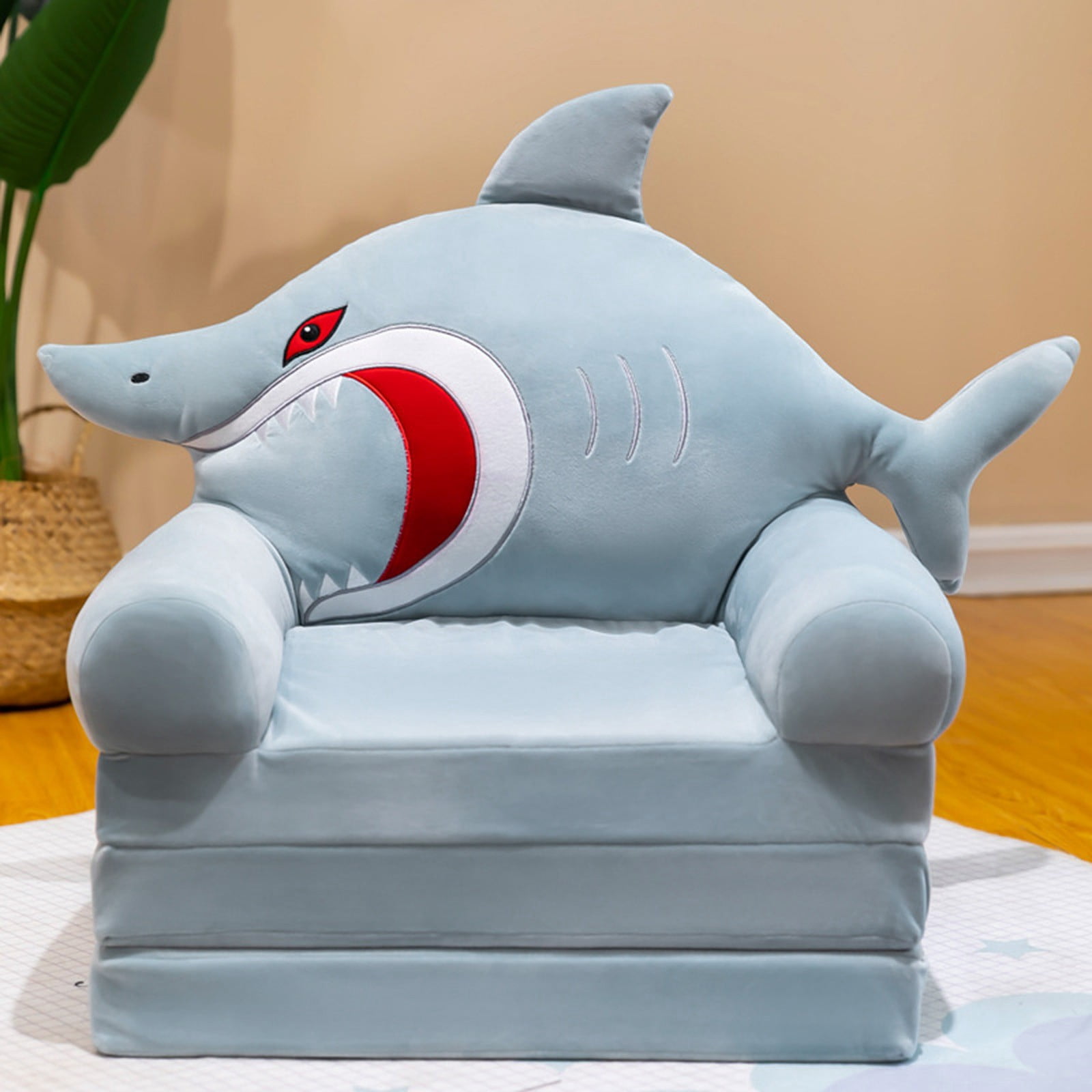 WIFKLSIIPG Plush Foldable Kids Sofa Backrest Armchair 2 in 1 Foldable Children Sofa Cute Cartoon Lazy Sofa Children Flip Open Sofa Bed for Living Room Bedroom Without Liner Filler