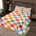thumbnail image 2 of Erosebridal Checkered Gingham Coverlet Set Twin, Colorful Bedding Set, Rectangle Geometry Decor 2pcs, 2 of 5