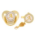 thumbnail image 1 of XZNGL Pacifier Clips Baby Girl Baby Pacifier 26 Letter Name Initials Clip Silicone Baby Pacifier Golden Shiny Newborn Pacifier Silicone Pacifier Clip, 1 of 5