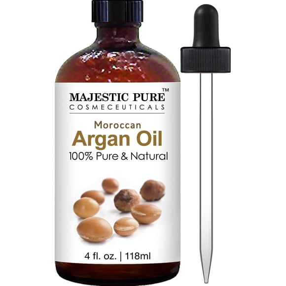 Moroccan Argan Oil for Hair and Skin From Majestic Pure, 100% Natural, Organic, Cold Pressed & Triple Extra Virgin, 4 Oz, Experience the Grade 1 Argan Oil