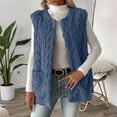 thumbnail image 2 of HAiming Gilet en Molleton d'Hiver pour Femmes, Col Ras du Cou, Sans Manches, Ouvert à l'Avant, Cardigan, Veste Duveteuse et Chaude avec Poche, 2 of 8