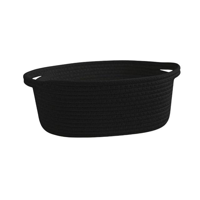 simhoa Cotton Rope Basket Shelf Basket for Remotes Key Makeup Holder Container Desk Black