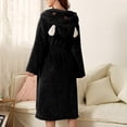 thumbnail image 2 of AherBiu Womens Robes Lightweight Fuzzy Fleece Warm Midi Bathrobe Soft Plush Belted Robe with Hood, 2 of 6