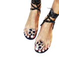 thumbnail image 1 of Open Toe Leopard Printed Sandals Summer Flat Shoes Women's Strappy Sandals, 1 of 2