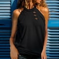 thumbnail image 2 of Women's Tops Sexy Hollow Halter Round Neck Vest Solid Color Sleeveless Tops, 2 of 7