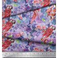 thumbnail image 3 of Soimoi Purple Velvet Fabric Floral,Insect & Parrot Bird Print Fabric by Yard 58 Inch Wide, 3 of 3