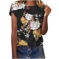 thumbnail image 2 of EGNMCR T-Shirts pour Femmes T-Shirts d'Été Décontractés à Col Rond à Manches Courtes T-Shirts à Imprimé Floral Coupe Ajustée Hauts Basiques Tees Blouses, 2 of 6