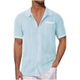 thumbnail image 1 of QIPOPIQ Mens Knit Button Down Shirt Short Sleeve Button Up Shirt Summer Casual Beach Tops Clearance, 1 of 5