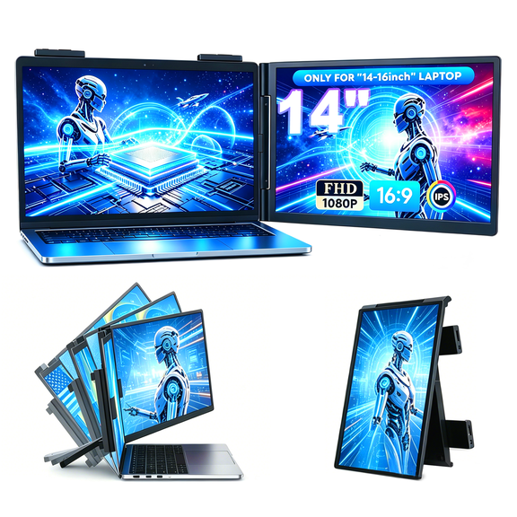 Laptop Screen Extender Portable Monitor,14" Laptop Monitor Extender,Portable Monitor for for 13-17" Laptops,1080P IPS Display USB C HDMI Travel Monitor Extended Display