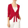 thumbnail image 2 of Allegra K Juniors Tie Open Front Long Sleeve Knit Metallic Ruffled Crop Cardigan, 2 of 6