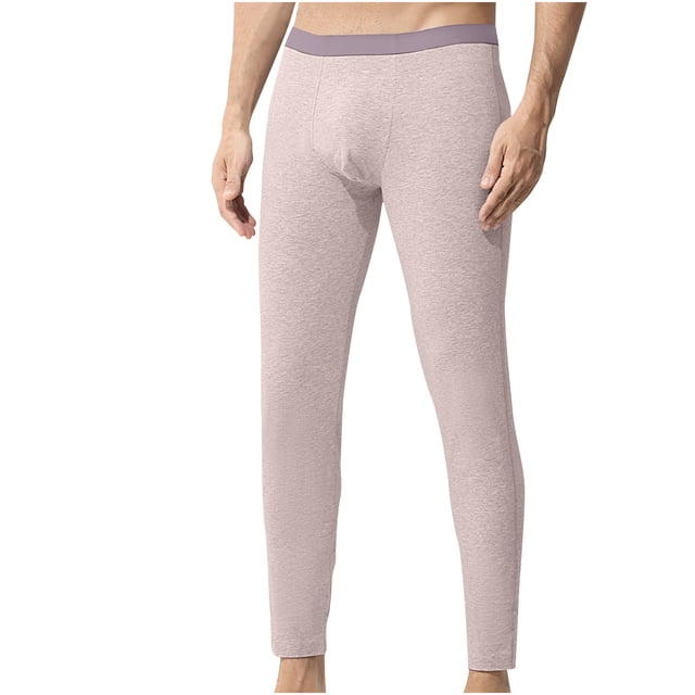 Dagugfen Mens Legging Mid Waist Underwear Base Layer Seamless Tight Fitting Thermal Pants Fall Winter