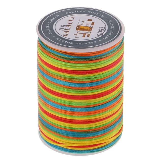 veasfak Rainbow Waxed Polyester Thread Flat Hand Sewing Stitching Cord 90m