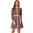 thumbnail image 1 of INSPIRE CHIC Robe Chemise à Manches Longues Vintage à Fleurs avec Col Contrasté et Boutons pour Femmes P Bleu, 1 of 6