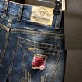 thumbnail image 4 of Short en Denim Homme Vêtements Pantalon d'Été Grande Résilience Mode Décontracté Court Spécial Fermeture Éclair Ajustable Ample Jeans 780 Bleu 33, 4 of 8