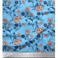 thumbnail image 1 of Soimoi Tissu en Rayonne Feuilles & Roses Imprimé Floral 1 Yard 56 Pouces de Large, 1 of 3