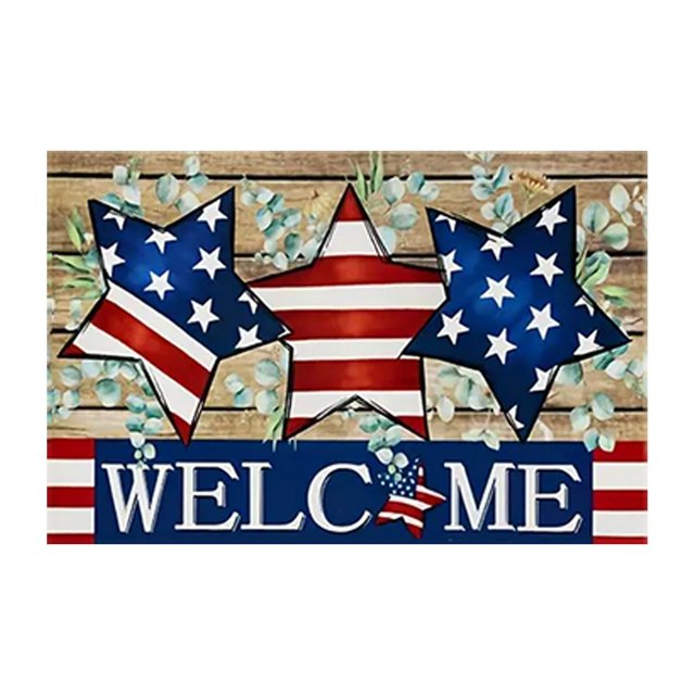 Door Mat Patriotic Doormat Entryway Rug Welcome Mat Doormat Coir Outdoor Independence Day Entrance Door Rugs Doormat Indoor Entrance Anti-Slip Mat Backing Perfect for Indoor and Outdoor Use