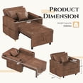thumbnail image 3 of AECOJOY Fauteuil-Lit Convertible 3-en-1 et Canapé-Lit Futon avec Dossier Réglable et 2 Oreillers - Brun Selle, 3 of 10