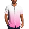 thumbnail image 1 of Pisexur Shirts for Man T Hommes Mode Décontractée Col Rabattu Impression Dégradée Chemise à Manches Courtes Bouton Blouse Rose,S Chemises de Golf Hommes & Chemises Hommes, 1 of 7