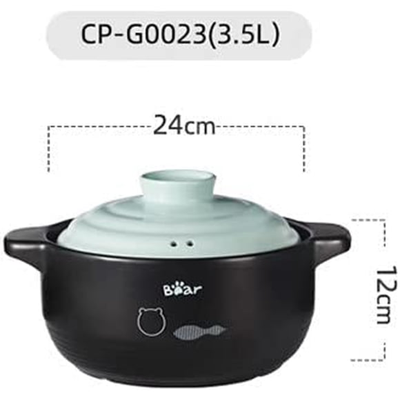 Bear Clay Casseroles Pot Double Handle Lid Pure Tureen Soup Ceramic Round Casserole Clay Pot Earthen Pot Ceramic Cookware, 4.5L-carroty, 3.5L-blue, 6.5L-carroty (3.5L)