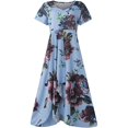 thumbnail image 4 of QJUHUNG Formel pour Femmes Soirée Robe Midi Été Col en V Manches Courtes T-Shirt Soirée Invitée de Mariage Style Asymétrique B-8 Cocktail Gris_i L, 4 of 5